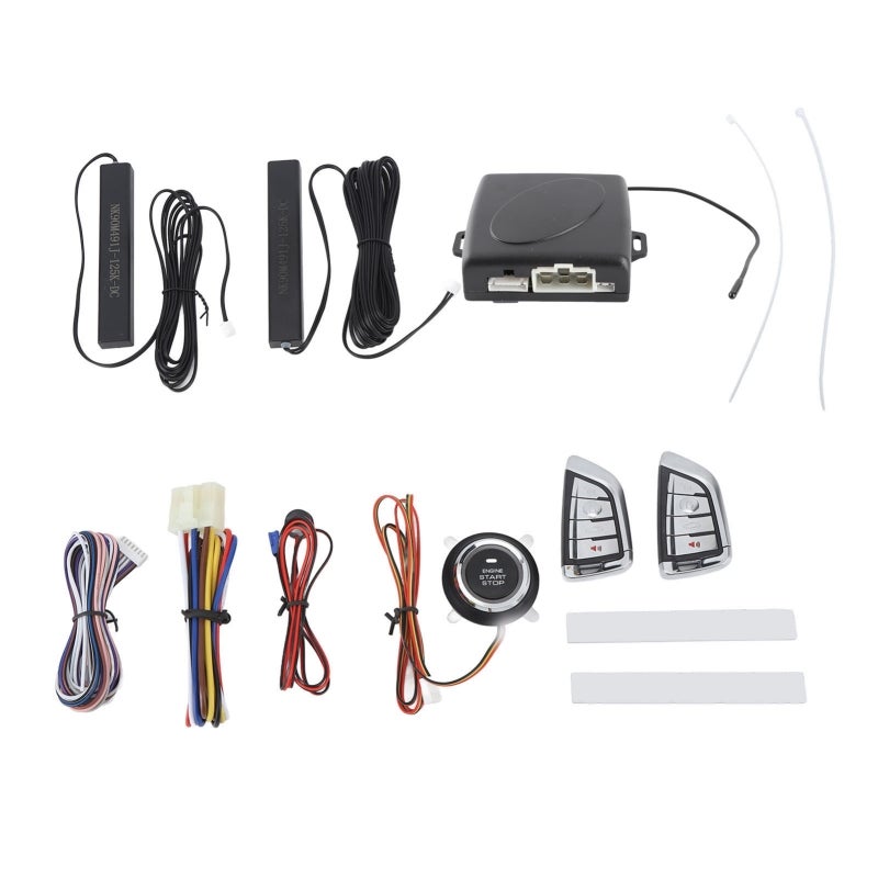 Car Alarm System 12V Fuel Vehicles Improved Security - Intelligent One Button Start Kit Anti Breaking Keyless Entry System for Vehicle Theft Prevention - Image 1