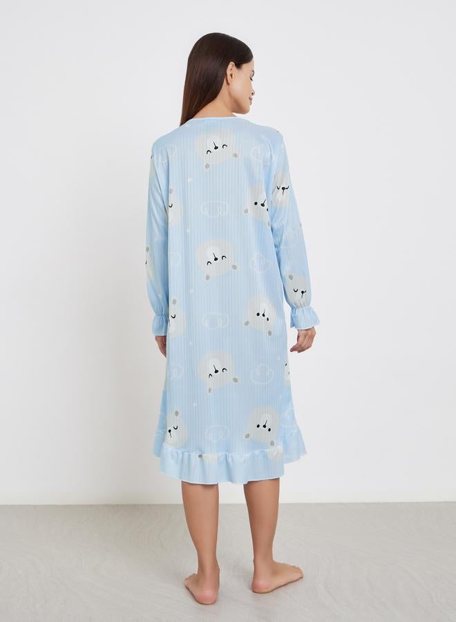 تايك تو قميص نوم بطبعة دب وأكمام طويلة - Image 4