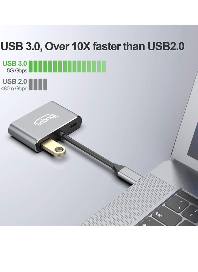 يوك 4 في 1 USB-C إلى VGA و HDMI و 3.0 USB ومحول من النوع C رمادي  - Image 5