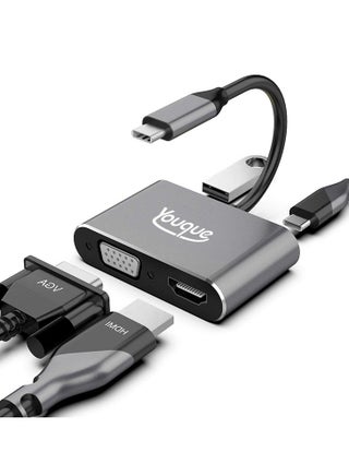 4 في 1 USB-C إلى VGA و HDMI و 3.0 USB ومحول من النوع C رمادي - view 2