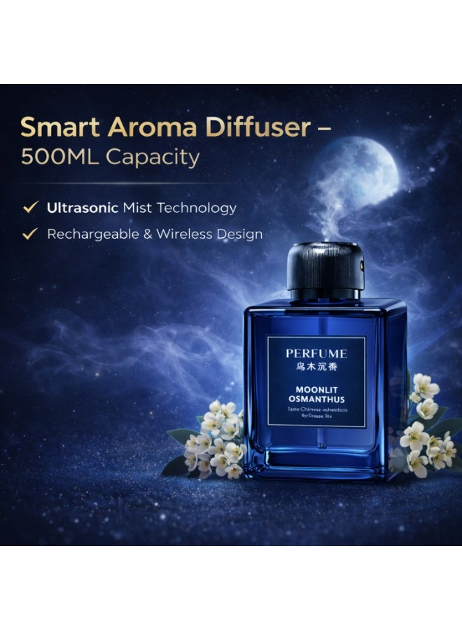 Rechargeable Smart Perfume 500ML, Portable Ultrasonic Essential Oil Diffuser, Glass Design, Touch Control, Wireless Home Fragrance Machine for Car, Office, Home - Image 3