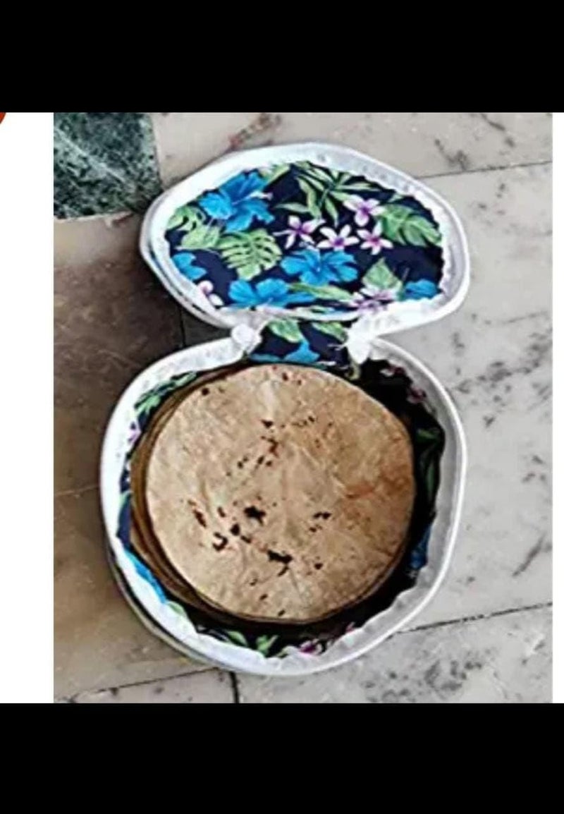 SuneshCreation Cotton Roti Cloth Cover Rumal Set Hot Hygienic Traditional Chapati Malmal Sandwitch Tortilla Wrap Box with Chain MulticolorPack of 4 - Image 2