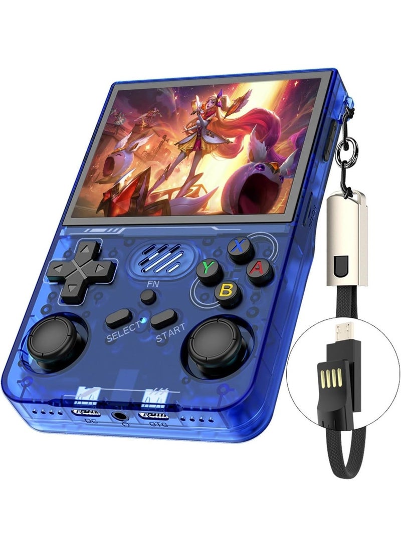ELTRAZONE R36XX Retro Portable Game Console 3.5 Inch IPS Display Handheld Gaming Device Open Source Linux System 64GB TF Card 40000+ Classic Games Rechargeable Pocket Gaming Console Blue 64GB - Image 1