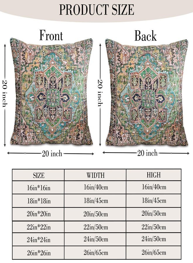 BUAEL Boho Throw Pillow Covers 20x20 inch Set of 2,Boho Vintage Carpet Pattern Antique Ethnic Decor Double Sided Pattern Cushion Cover Soft Pillow Case Living Sofa Room Bed Square Pillow Cover - Image 2