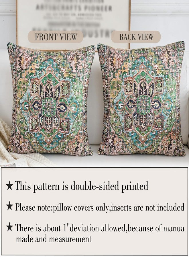 BUAEL Boho Throw Pillow Covers 20x20 inch Set of 2,Boho Vintage Carpet Pattern Antique Ethnic Decor Double Sided Pattern Cushion Cover Soft Pillow Case Living Sofa Room Bed Square Pillow Cover - Image 3