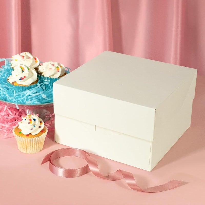 Culpitt 9" Square Cake Boxes With Lid | 10 Pack | Rigid Transport And Protection For Birthday, Wedding, And Celebration Bakes, Recyclable Cardboard Bakery Boxes - Pack Of 10 - Image 2
