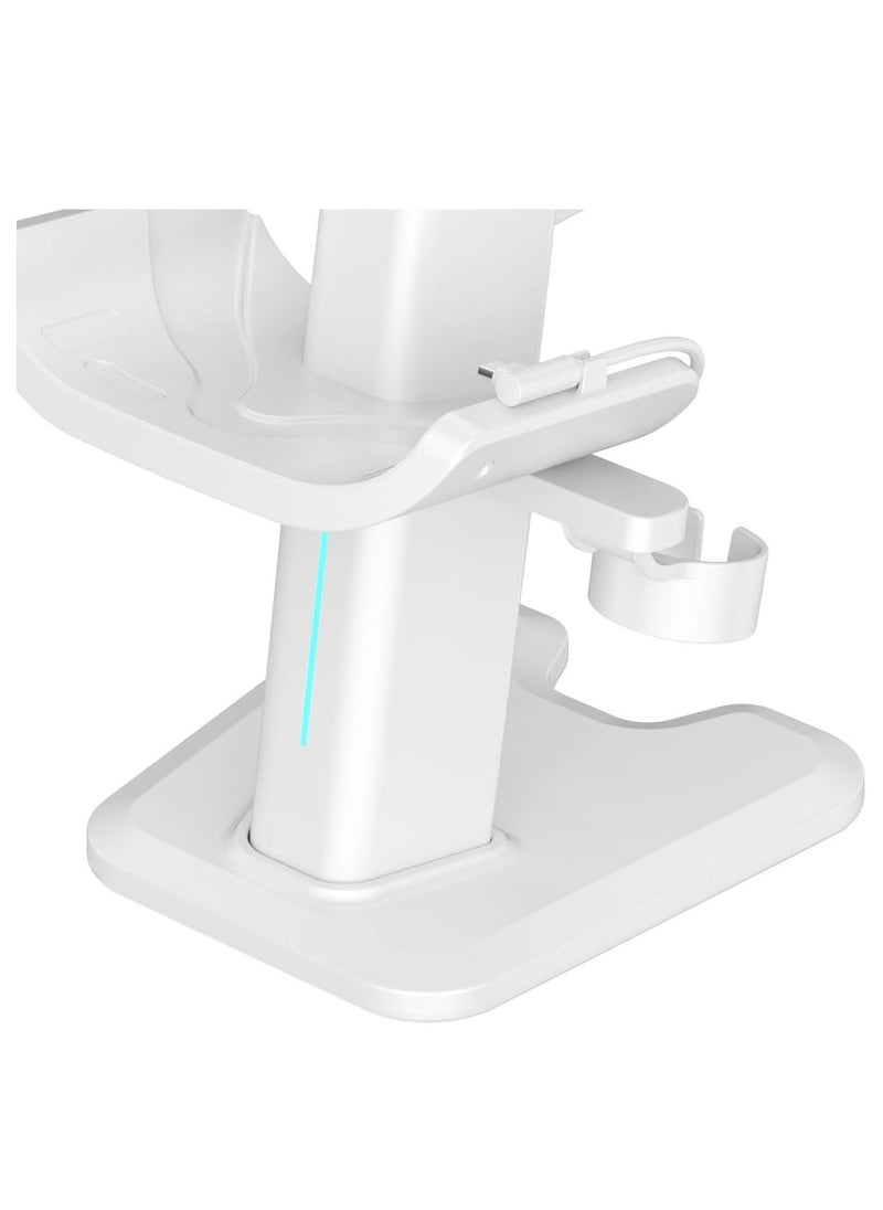 Excefore - For Meta Quest 3 Headset Charging Dock, VR Display Stand Accessories Compatible With Meta Quest 3 VR Headset And Touch Controllers, Station Holder Base With LED Light, White - Image 1