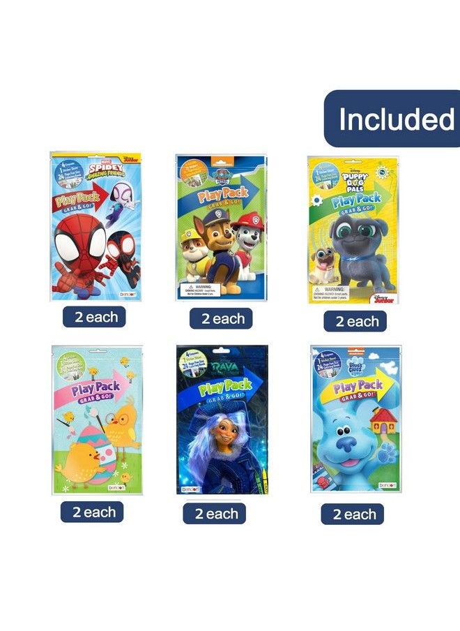Bendon Publishing - (12 Pack) Grab & Go Play Packs Kids Coloring Books With Crayons Party Favor Bulk For Boys Girls Princess Superhero Cartoon Characters Bulk Activity Books For Kids Coloring Packs Bundle - Image 1