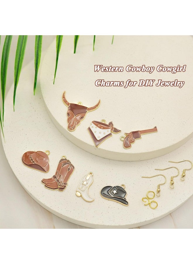 RechicGu 34Pcs Western Cowboy Cowgirl Hat Boots Charms For Jewelry Making, Brown Enamel Bull Head Heart Pendant Charms For Earrings Bracelet Necklace Diy Crafts - Image 3