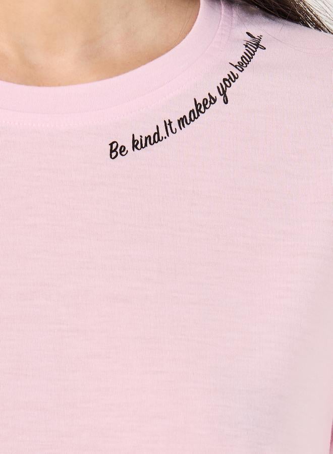 Styli Slogan Ruffled Hem T-Shirt and Flamingo Print Pyjama Set  - Image 4