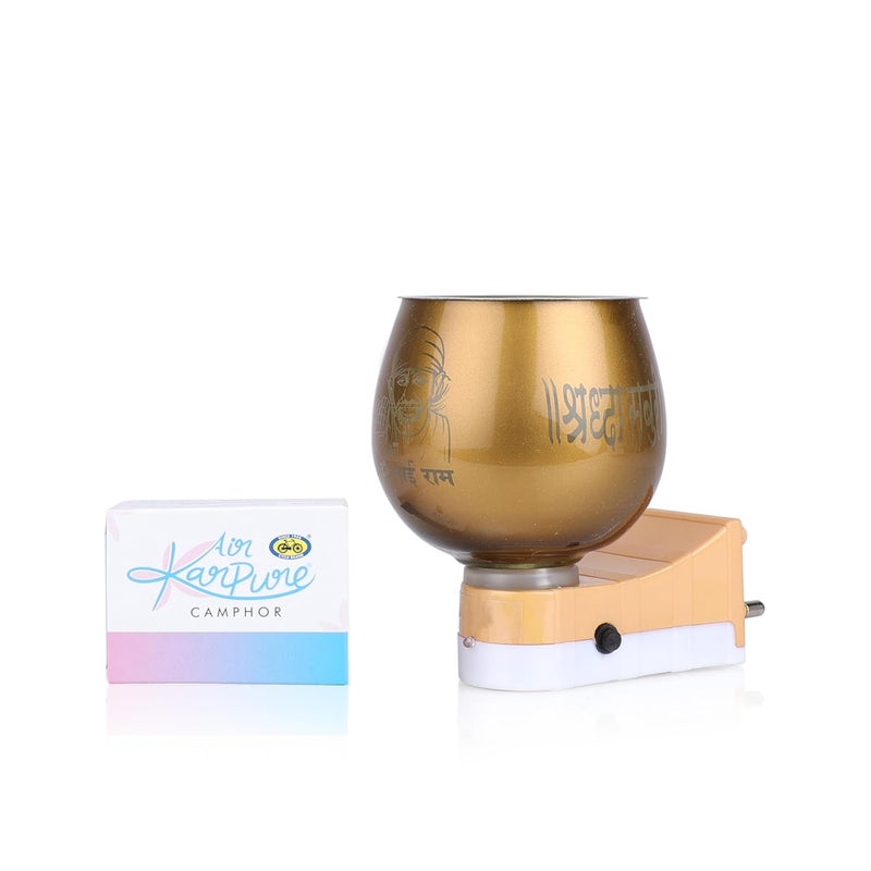 CYCLE موزع كهربائي من الكافور متعدد الاستخدامات (ساي بابا) مع أقراص كافور مجانية | موزع عطر كهربائي للمنزل | داني الكافور الخزفي مع مفتاح تشغيل/إيقاف | مصباح ليلي لغرفة النوم | آمن للأطفال - Image 2