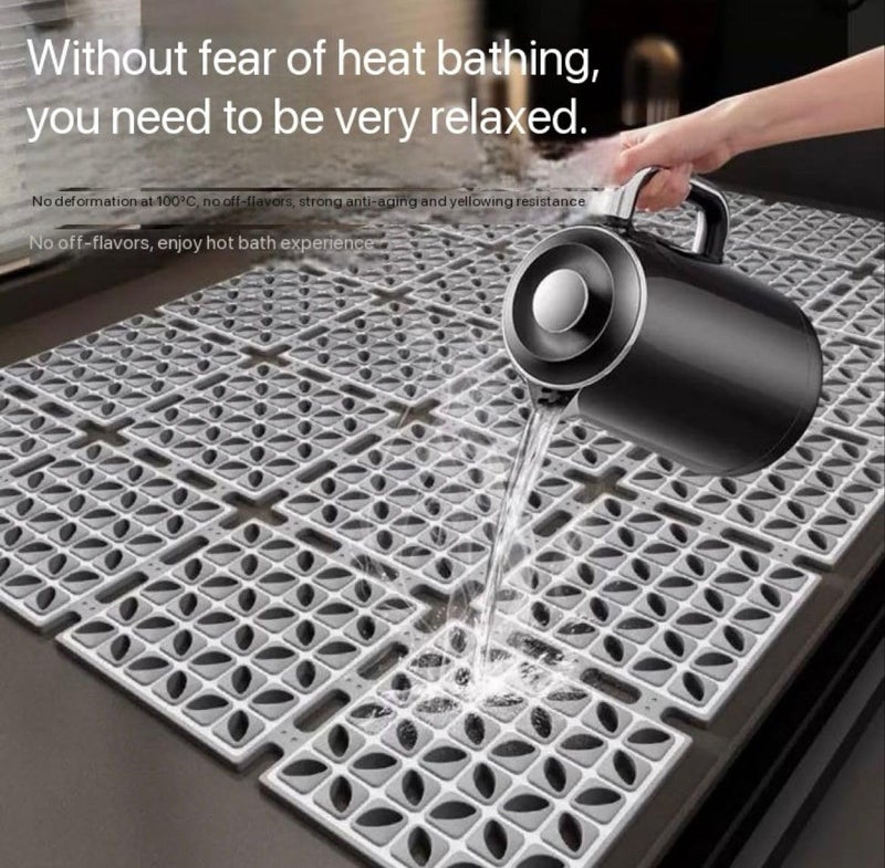Home-Cloud HomeCloud Non-Slip Shower Mat for Bathroom & Bathtub – Anti-Skid Mat with Strong Suction Cups, Drainage Holes & Foot Massage Surface-Exfoliating Textured Bath Mat for Adults & Kids |Fold_L.Grey - Image 3