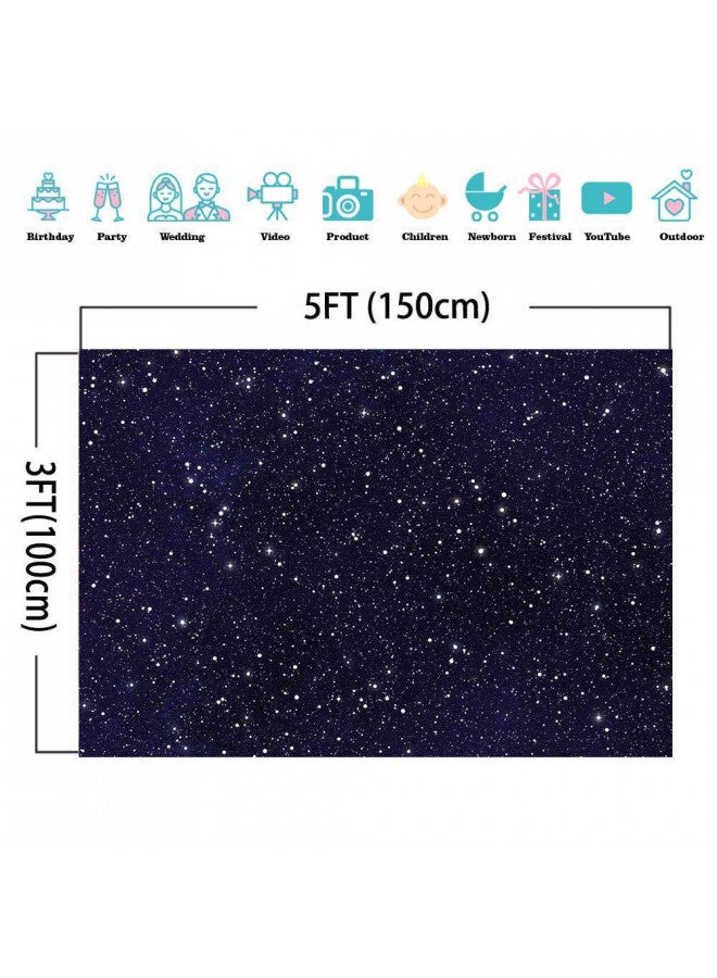 Yongqian Night Sky Star Backdrops Universe Space Theme Starry Photography Backdrop Galaxy Stars 5x3ft Vinyl Children Boy 1st Birthday Party Photo Background Newborn Baby Shower Banner Photo Studio Booth - Image 3