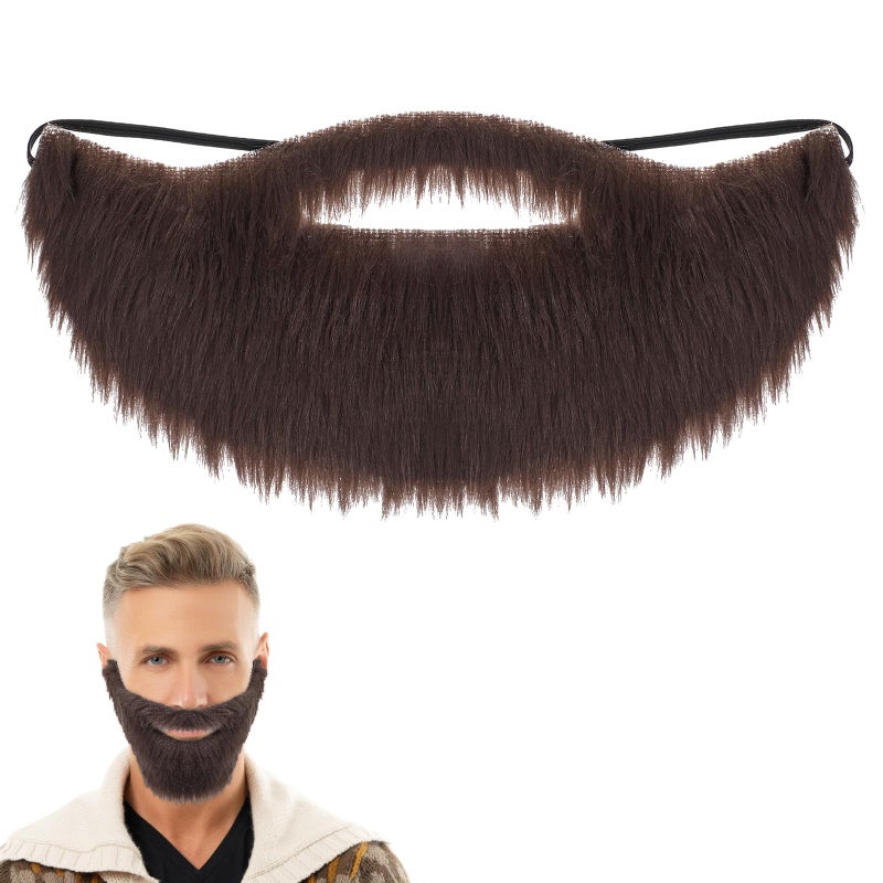HaiFafafaing Fake Mustache Brown Fake Beard Costume Elastic Fakes Brown Beard Mexican Pirate Detective Mustache for Disguise Male Makeup Halloween Christmas Fiesta Masquerade Party Cosplay 100 Days of School - Image 3