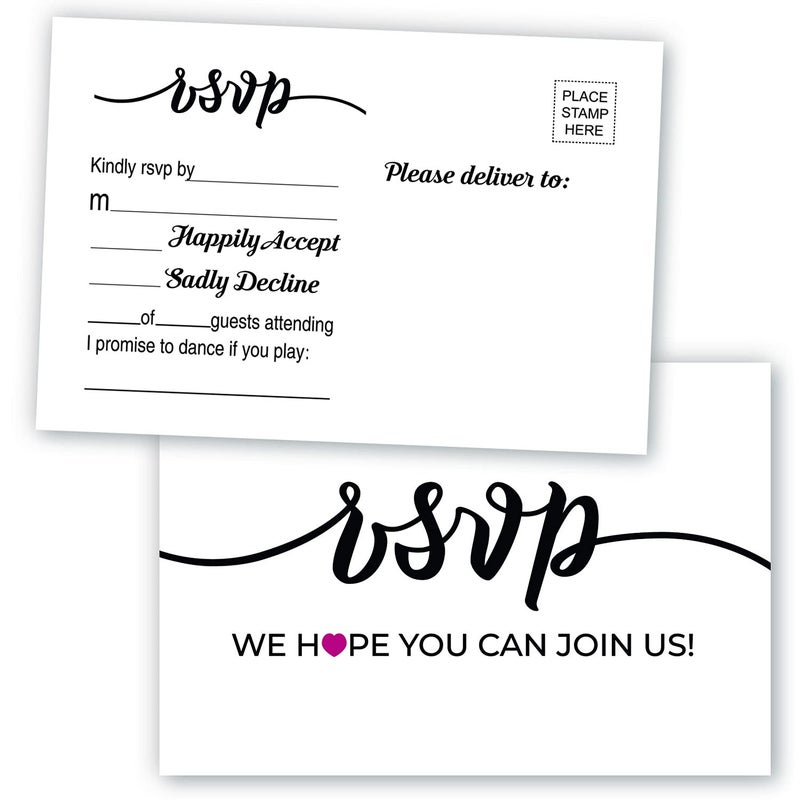 TENTADO RSVP Postcards 50 Pack Rsvp Cards Response Cards Reply Cards Perfect for Wedding Bridal Shower Baby Shower Birthday Engagement Bachelorette Party Invitations 4X6 Inch
