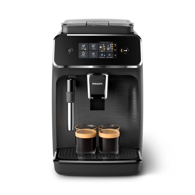 PHILIPS Series 2200 Automatic Espresso Machine Classic Milk Frother Intuitive Touch Display 100 Ceramic Grinders AquaClean Filter Matte Black EP222010