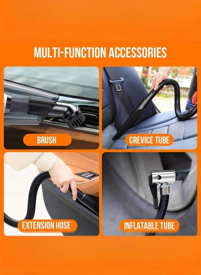 4 in 1 Portable Car Vacuum Cleaner with Digital Air Compressor Pump, DC 12V Tire Inflator for Cars, High Power Car Vacuum with LED Light, Wet & Dry Vacuum for Cars, 14.8FT Cord - Image 3