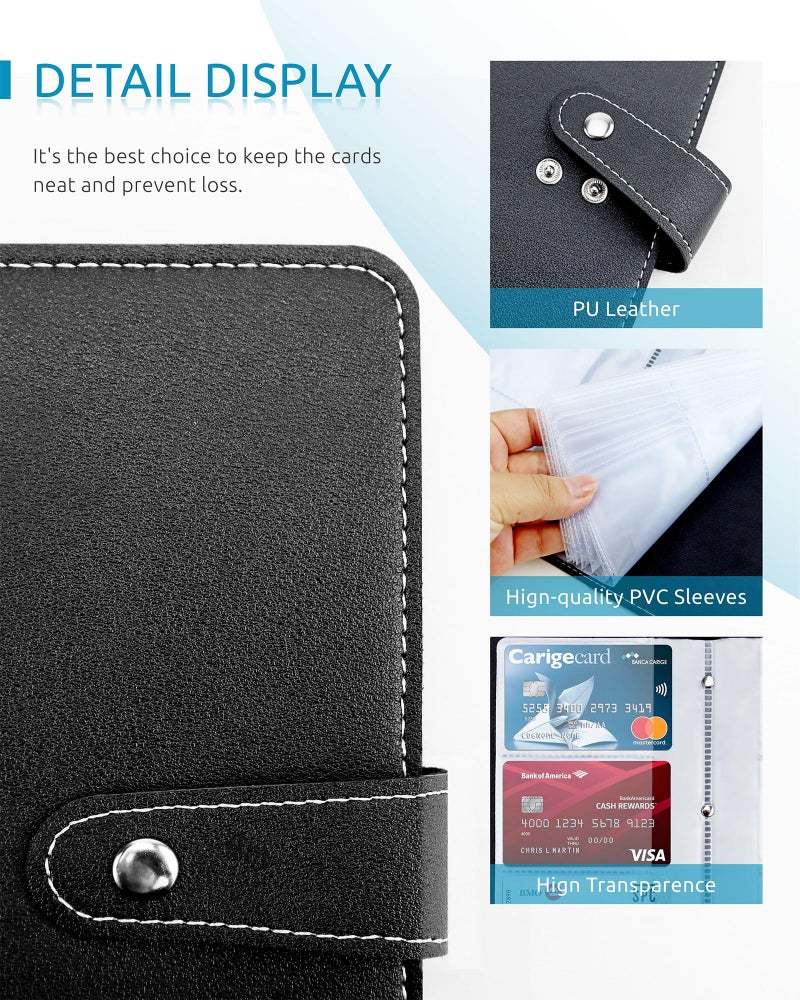 GAUENEEN Credit Card Holder, Leather Business Card Organizer with 96 Card Slots, Professional Card Book Case for Cards and Important Documents to Prevent Loss or Damage (Black) - Image 4