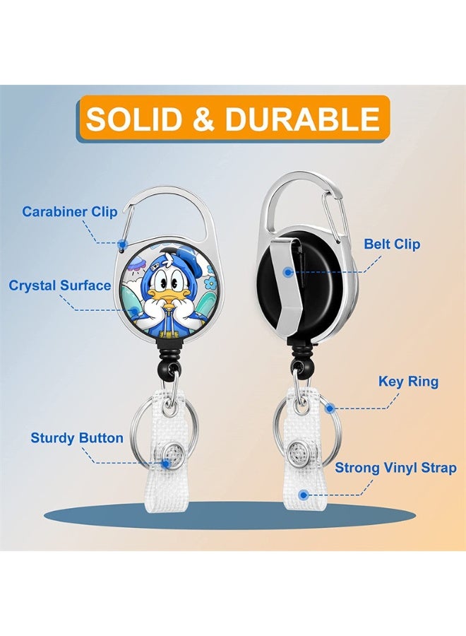 ديزني حامل بطاقة هوية بلاستيكي بتصميم دونالد داك من ديزني، 2 في 1 - خلفية كرتونية لطيفة - مع حبل تعليق، وبكرة قابلة للسحب، وسلسلة مفاتيح، ووصلة تمديد - مناسب للعمل، والطلاب، والحافلات، والأطباء، والممرضين - Image 3