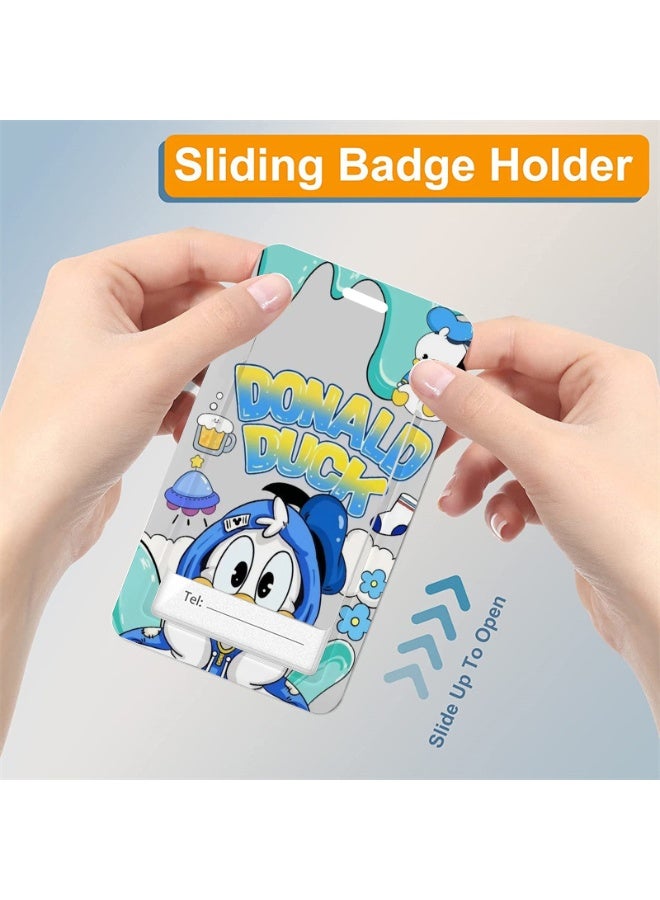 ديزني حامل بطاقة هوية بلاستيكي بتصميم دونالد داك من ديزني، 2 في 1 - خلفية كرتونية لطيفة - مع حبل تعليق، وبكرة قابلة للسحب، وسلسلة مفاتيح، ووصلة تمديد - مناسب للعمل، والطلاب، والحافلات، والأطباء، والممرضين - Image 4