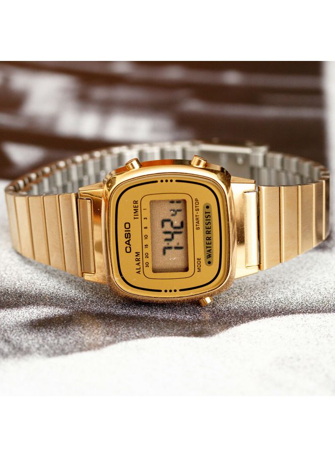 CASIO Women Vintage Water Resistant Digital Watch LA670WGA-9 - 25 mm - Gold - Image 4