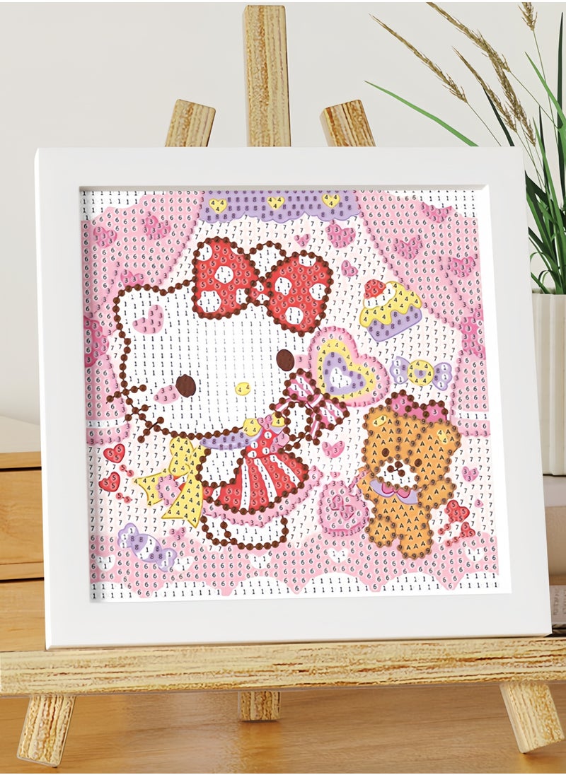 DIY Diamond Art Kits Kids with Wooden Frame Easy-5D Diamond Art Painting Kits,Mini Diamond Art Painting for Home Wall Decor(6.69x6.69 inch)