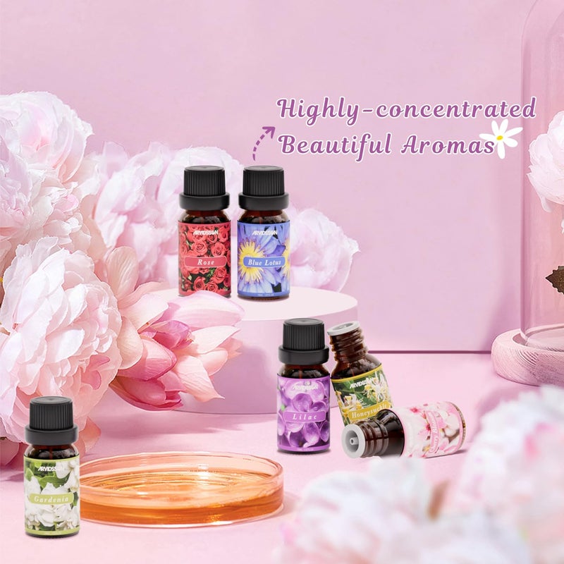 ARVIDSSON Floral Essential Oils Set, ARVIDSSON Flower Fragrance Oil for Candle Making - Rose, Gardenia, Cherry Blossom, Honeysuckle, Lilac, Diffuser Scented Oil Gift for Women - Image 2
