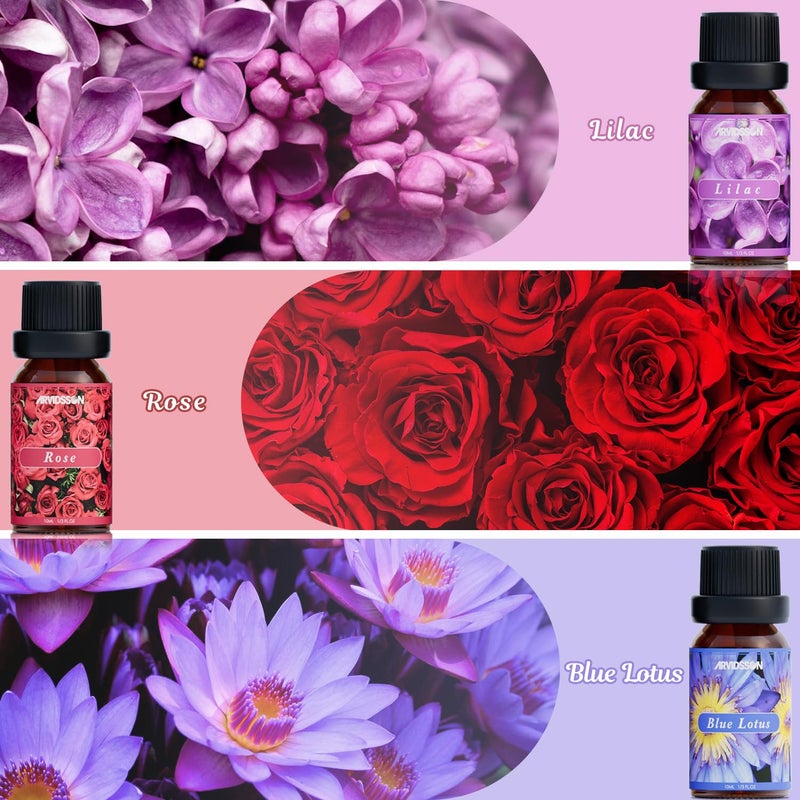 ARVIDSSON Floral Essential Oils Set, ARVIDSSON Flower Fragrance Oil for Candle Making - Rose, Gardenia, Cherry Blossom, Honeysuckle, Lilac, Diffuser Scented Oil Gift for Women - Image 4