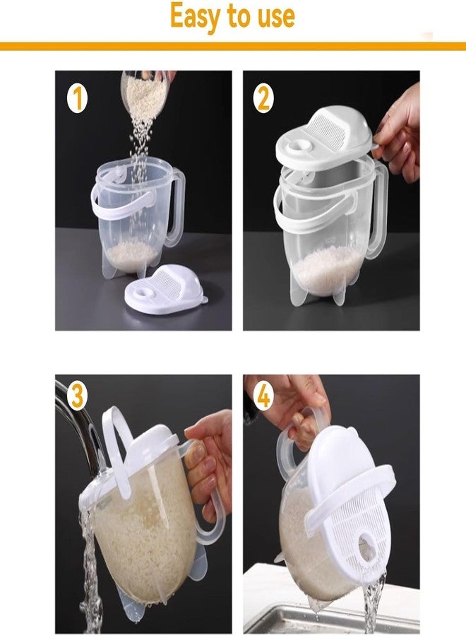 Moncer Rice Washing Bowl Colander, Rice Washing Bowl with Strainer Clear Grain Washer Strainer with Handle for Kitchen Food/Pasta 19×12×16cm - Image 4