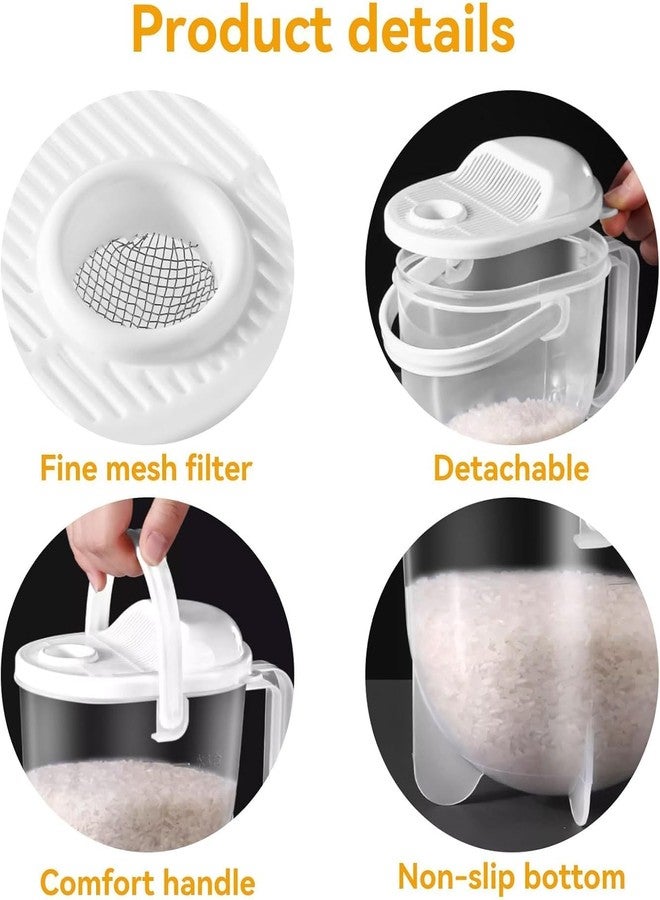 Moncer Rice Washing Bowl Colander, Rice Washing Bowl with Strainer Clear Grain Washer Strainer with Handle for Kitchen Food/Pasta 19×12×16cm - Image 5