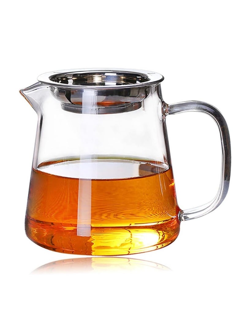 Glass Tea Dispenser, Heat Resistant Tea Fair Cup, Glass Teapot with Removable Stainless Steel Infuser, Borosilicate Glass Tea Pots for Blooming and Loose Leaf Tea Maker (450ml, C) - Image 1