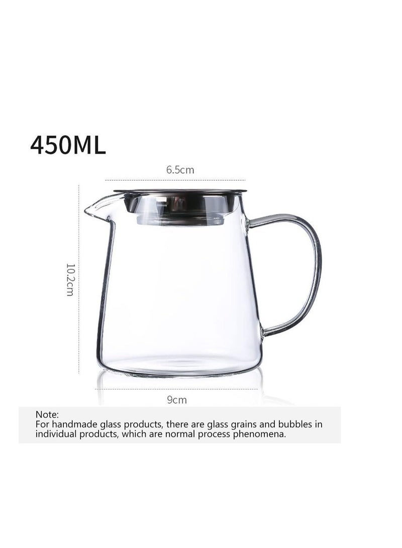Glass Tea Dispenser, Heat Resistant Tea Fair Cup, Glass Teapot with Removable Stainless Steel Infuser, Borosilicate Glass Tea Pots for Blooming and Loose Leaf Tea Maker (450ml, C) - Image 2