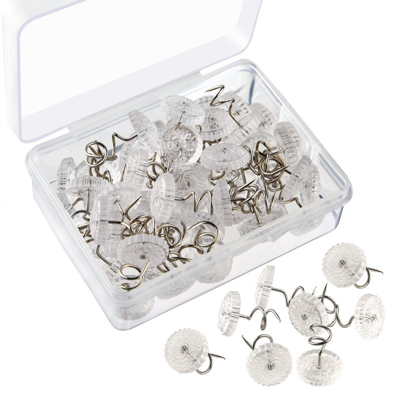KUUQA KUUQA Upholstery Twist Pins Clear Heads Bed Skirt Pin for Hold Slipcovers and Bedskirts Decoration 50 Pcs 