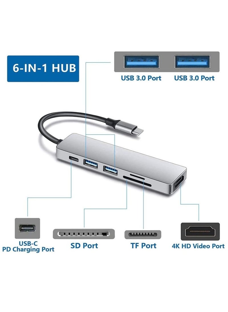 TIGER 6-in-1 USB C Hub to HDMI 4K Adapter with SD/TF Card Reader, 3 USB 3.0 Ports – Compatible with iPad Pro, MacBook Pro/Air, iMac, Dell, and More - Image 2