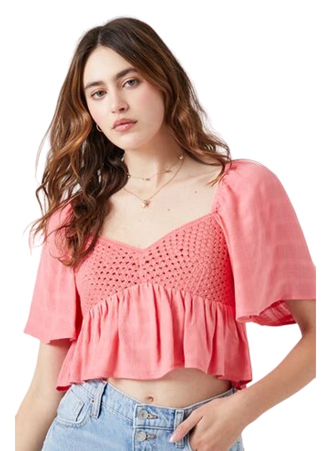 FOREVER 21 Plaid Crochet Crop Top - Image 1