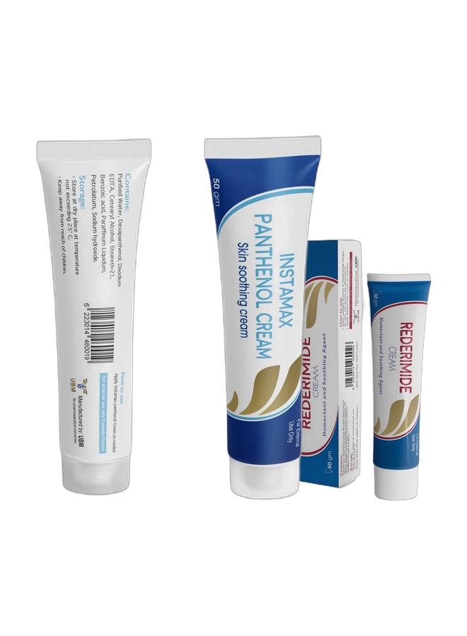 UBM Instamax Panthenol Cream - Sensitive Skin Moisturizer -Wound healing, Burns, Sun damage, Itching, Eczema & Rederimide Cream 10% Urea - For Cracked Heels, Dry Knees, Strawberry Skin, Exfoliation, Toning & Excessive Dryness. Bundle - Image 1