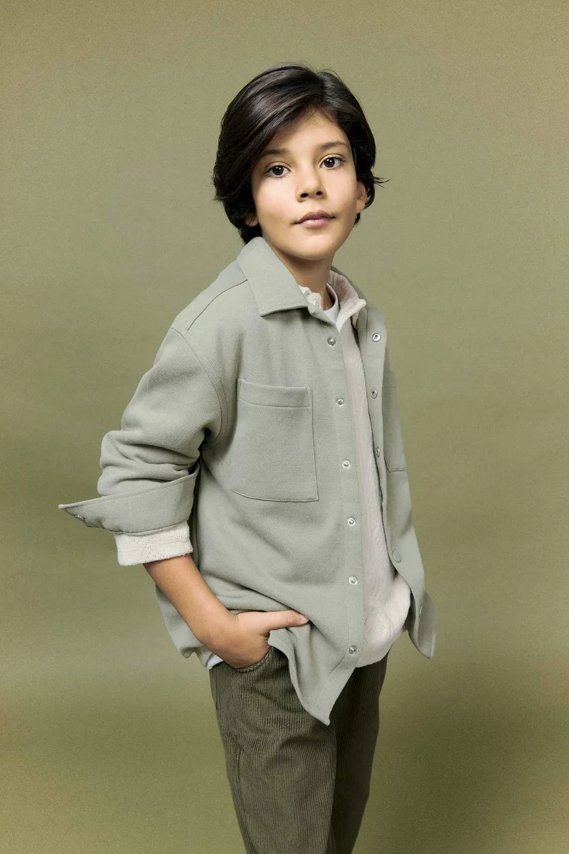 ديفاكتو Boy Oversize Polo Neck Long Sleeve Shirt