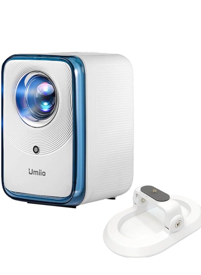 U20 Portable Video Projector, 200 ANSI Lumens, 2.4/5G WiFi/Bluetooth/HDMI/USB/Audio, Built-in Speaker, 4K Home Theater Projector Android 9 Automatic Keystone Correction Portable LCD for Movie, Music, TV games, Office Work, Meetiongs Projector with Stand White