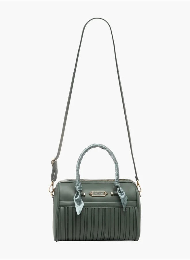 فلورا بيلا من شو إكسبرس Women Pleated Bowler Bag with Zip Closure and Adjustable Shoulder Strap