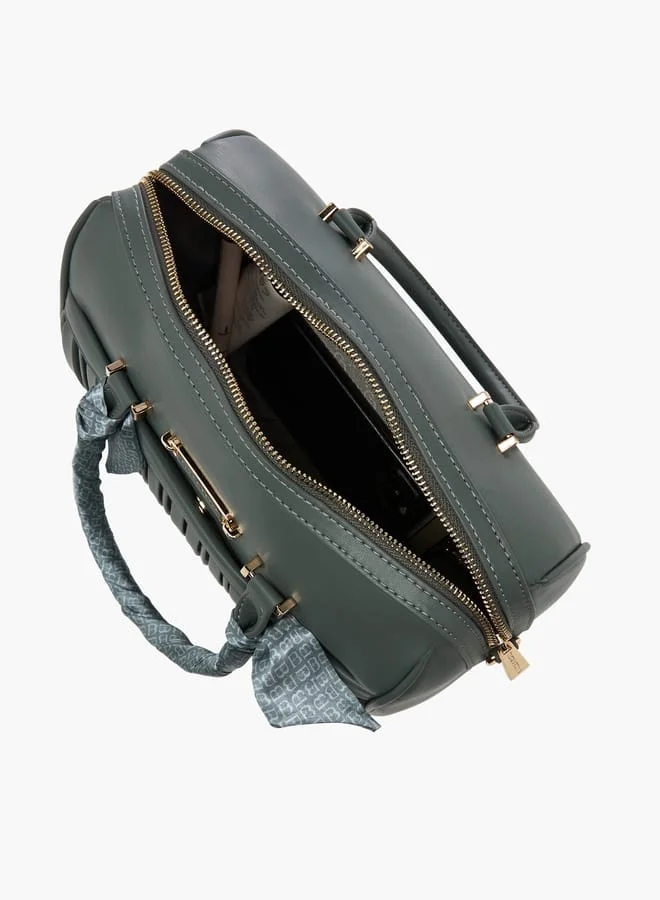 Flora Bella By Shoexpress Women Pleated Bowler Bag with Zip Closure and Adjustable Shoulder Strap
