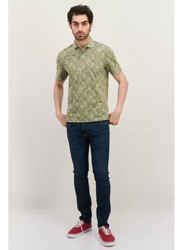 Van Heusen Men Regular Fit Allover Print Short Sleeve Polo Shirt, Sage Green  - Image 3