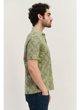 Van Heusen Men Regular Fit Allover Print Short Sleeve Polo Shirt, Sage Green  - Image 2