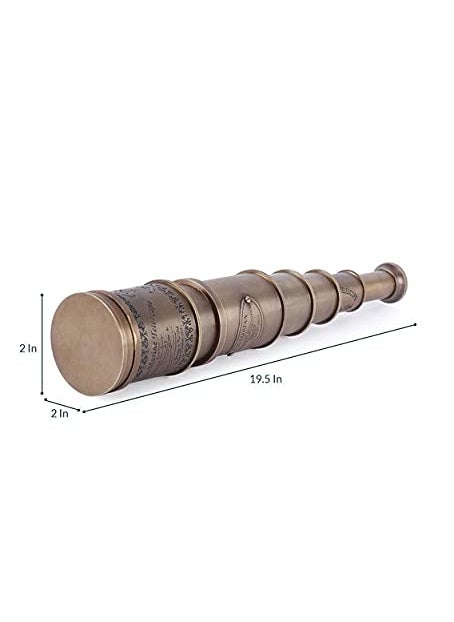 Ximdeco Ximdeco Nautical Brass Antique Vintage Style Opticals Telescope Lens 195 Inches with Wooden Sheesham Box  - Image 2