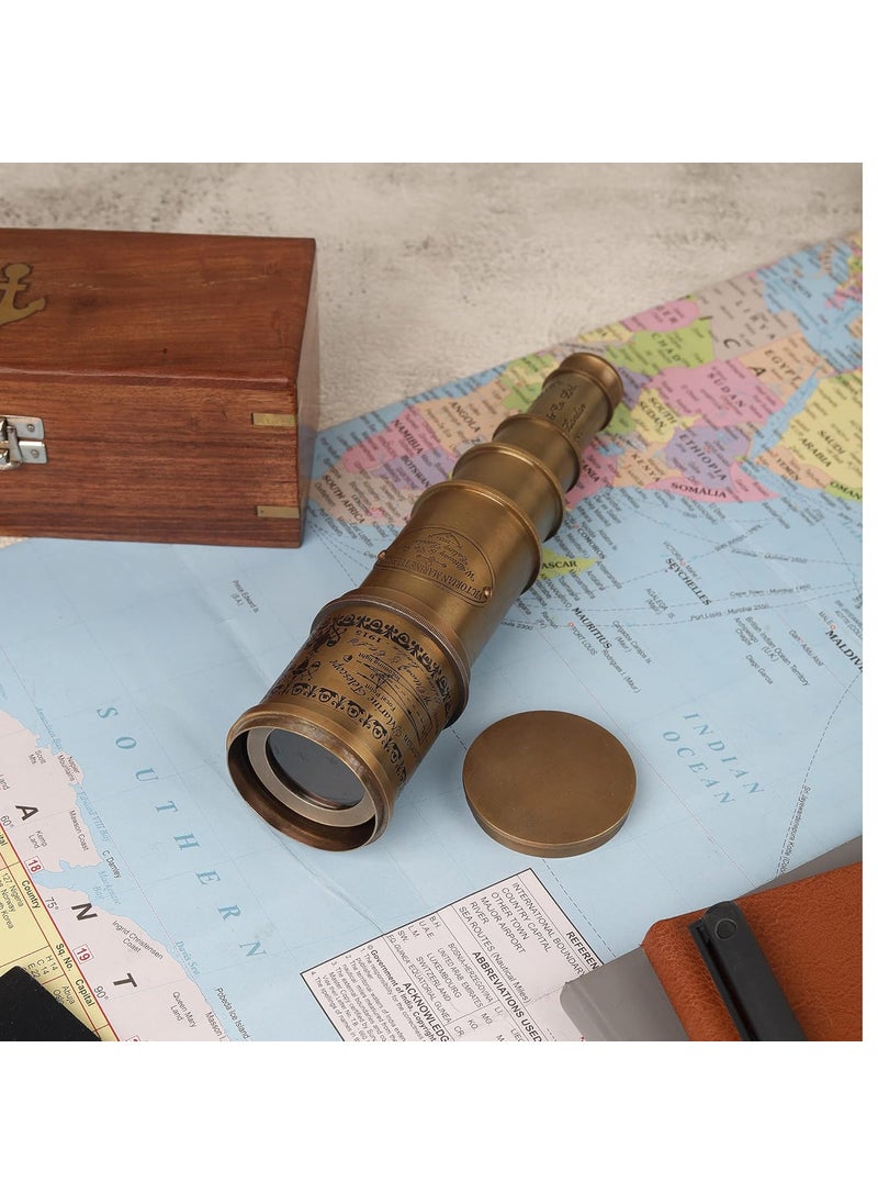 Ximdeco Ximdeco Nautical Brass Antique Vintage Style Opticals Telescope Lens 195 Inches with Wooden Sheesham Box  - Image 1