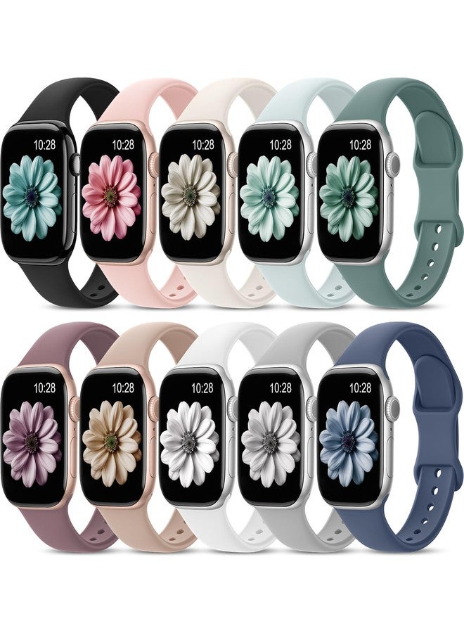 EOMTAM Patenting 10 Pack Sport Bands Compatible with Apple Watch Bands Women Men 40mm 41mm 38mm 45mm 44mm 42mm 46mm 49mm,Silicone iWatch Bands Waterproof Strap for iWatch Series 10 9 8 7 6 5 4 SE Ultra - Image 1