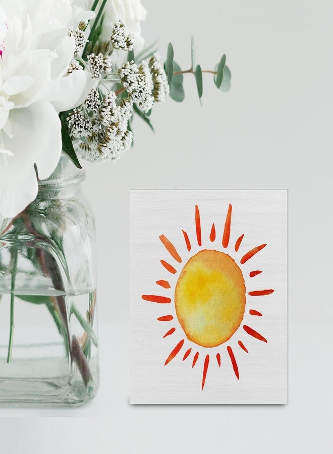 YIDOU Country Sun Wood Box Sign Decor Desk Sign Watercolors Sun Sunshine Wooden Box Block Sign Rustic Home Office Shelf Wall Decoration - Image 5
