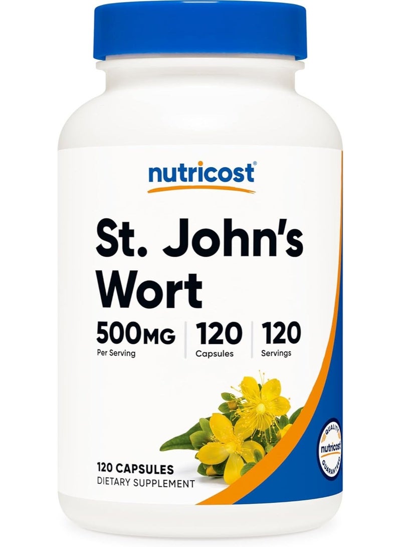 Nutricost كبسولات سانت جون (500 ملغ) 120 كبسولة - نباتية، خالية من الغلوتين وغير معدلة وراثيًا - Image 1