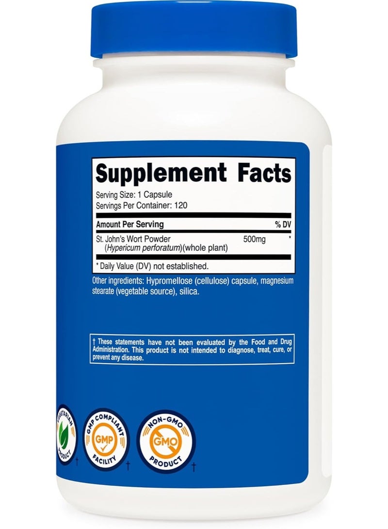 Nutricost كبسولات سانت جون (500 ملغ) 120 كبسولة - نباتية، خالية من الغلوتين وغير معدلة وراثيًا - Image 2