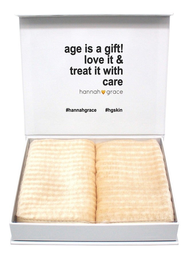 Hannah Grace anti-aging gentle face exfoliator washcloth. Promotes healthy, smooth, luminous skin - Exfoliating face towel - 2 Pack natural purifying face washcloths - 100% 6A mulberry silk(Champagne) - Image 1