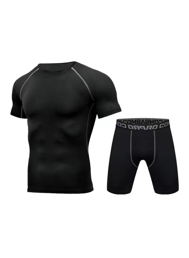 Loquat Swimsuit Men's Top Anti-embarrassment Adult Swimming Diving Suit Suit Summer Men's Swimming Trunks Men's Full Body Sun Protection Long Sleeve-Color:Elite Short Sleeve + Cropped Pants-  - Image 1